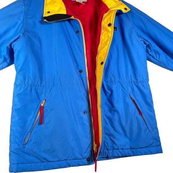 L.L. Bean Boys Penobscot Parka Jacket Size L 14/16‎ Blue Yellow Zip Snap Pockets - Picture 5 of 16